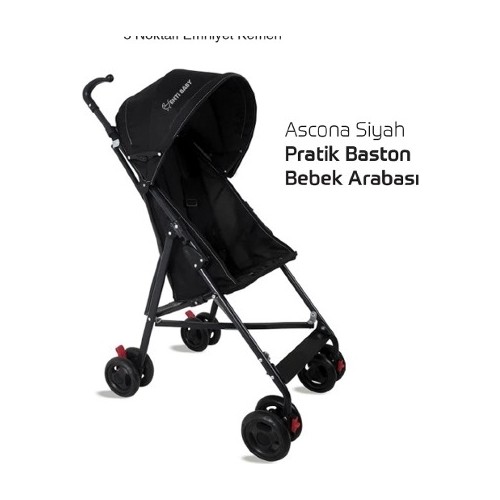 Enti Baby Ascona Siyah Pratik Baston Bebek Arabası