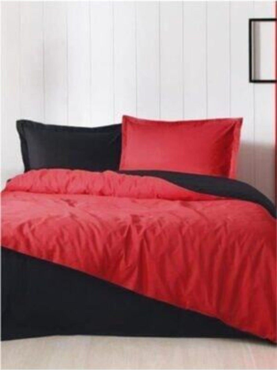 Özdilek Tek Kişilik Colormix Kırmızı Siyah Desensiz Düz Nevresim Takımı