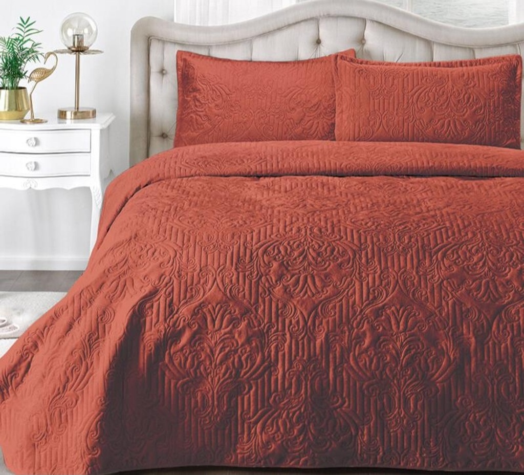 Özdilek Flair Tek Kişilik Kadife Yatak Örtüsü 180X230 Kiremit