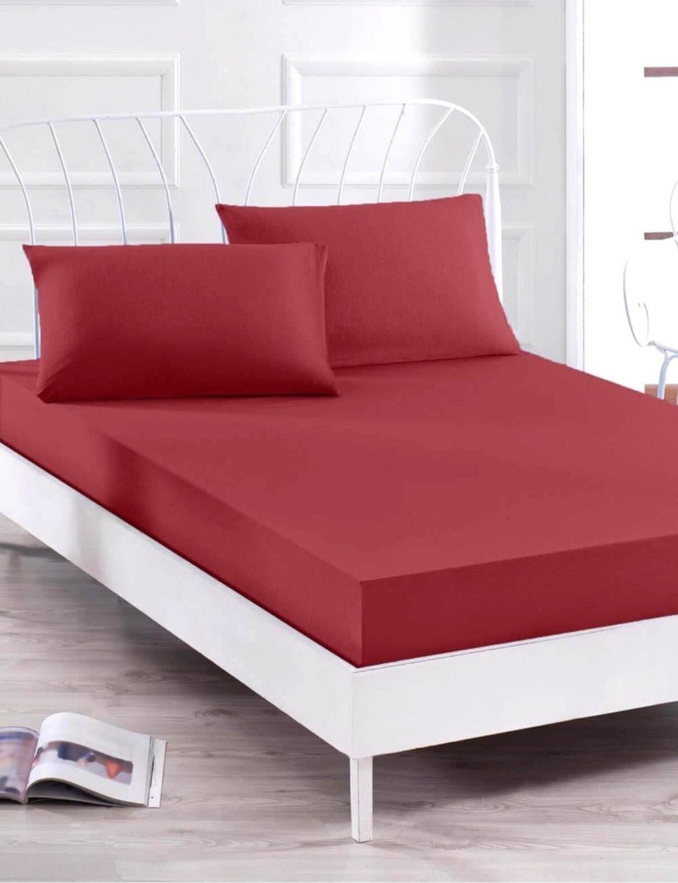 Özdilek Tek Kişilik Çarşaf Fitted Yastıklı Ranforce Trendy Bordo 100X200 7695441656471 100 x 200