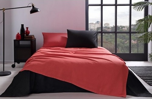 Özdilek Colormix Kırmızı Tek Kişilik Pamuklu Pike Takımı