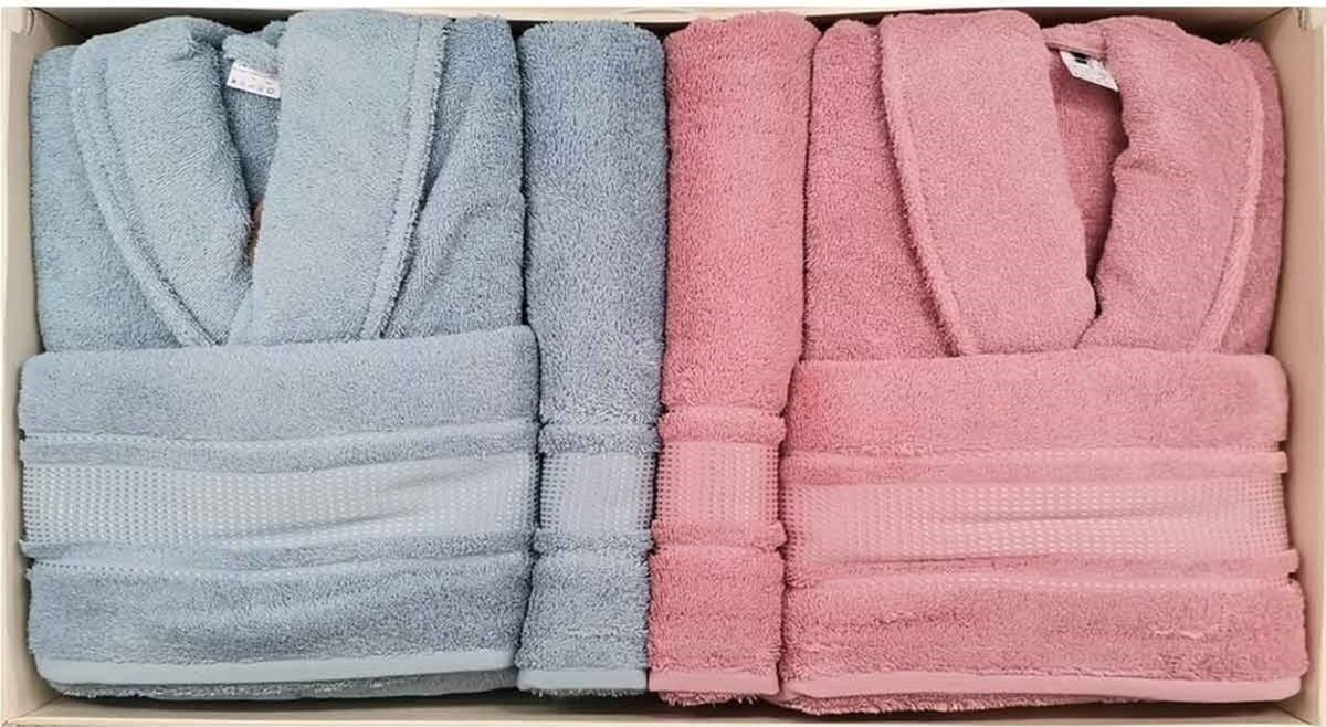 Özdilek Colourist Aile Bornoz Seti Mavi-pembe Pembe Standart
