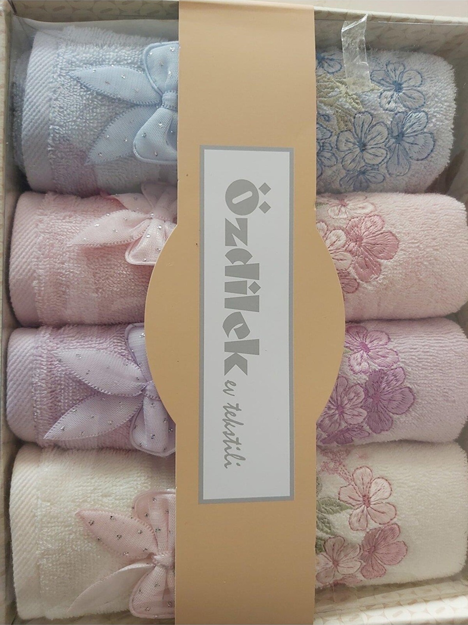 ÖZDİLEK BOUQUET FLOWERS 4LÜ KUTULU HAVLU NAK Çok Renkli