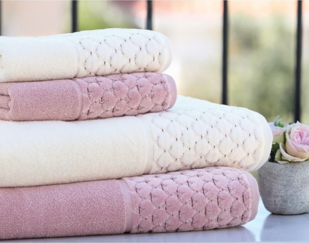 Özdilek Hamam Seti Adria Krem Tarçın Pembe 2 Banyo 2 El Yüz Havlu