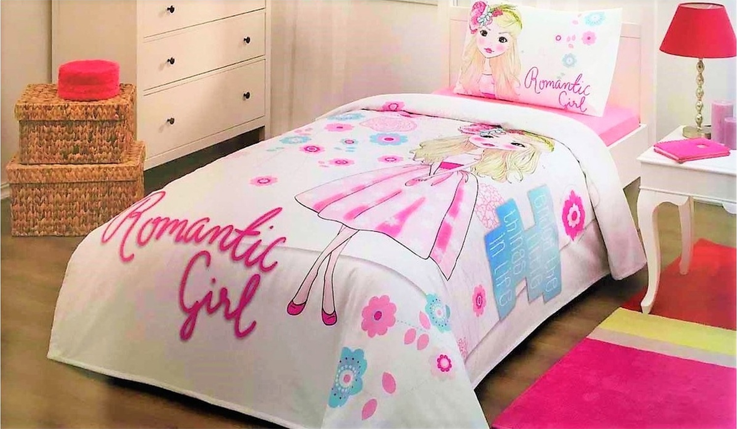 Özdilek - Romantic  Girl Tek Kişilik Pamuklu Pike Takımı